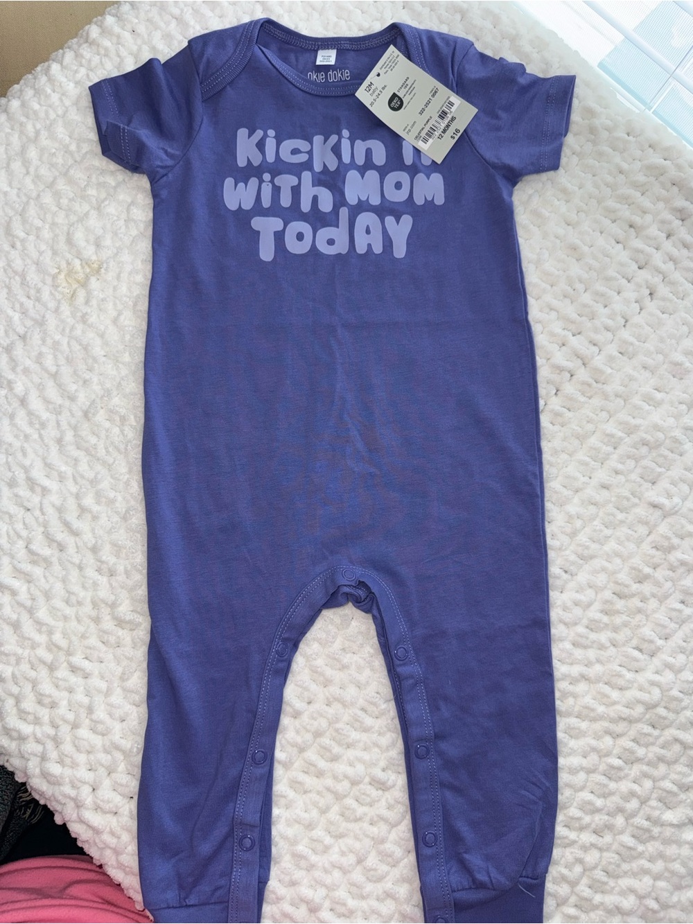 Carter's Purple 'Kickin It With Mom Today' Short-Sleeve Footie